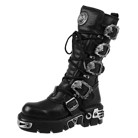 NEW ROCK 5-Buckle Boots (402-S1) Black Černá 36